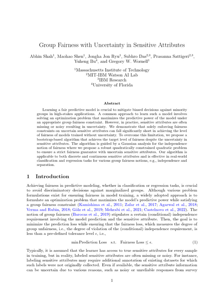 Fairness in Predictive Models with Uncertainty | PDF | Statistical ...