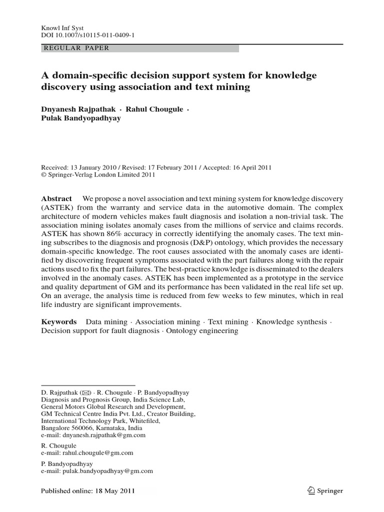 KAIS A Domain-Specific Decision Support System For Knowledge Discovery ...