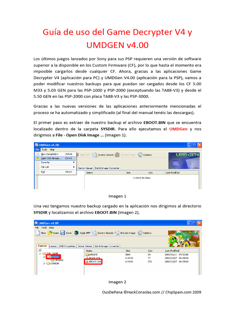 Guía UMDGen y Game Decrypter V4 | PDF | Archivo de computadora ...