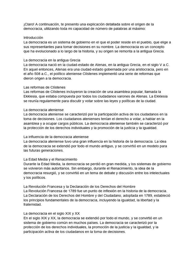 Origen y evolución de la democracia | PDF | Democracia | Ideologías ...