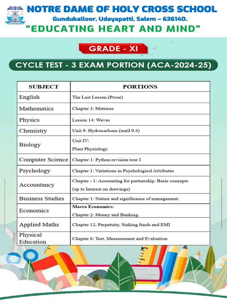 Cycletest 3examportion Grade 11 - 20250113172322 | PDF