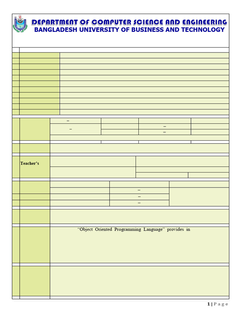 Course Outline 54 3 | PDF | Engineering | Object Oriented Programming