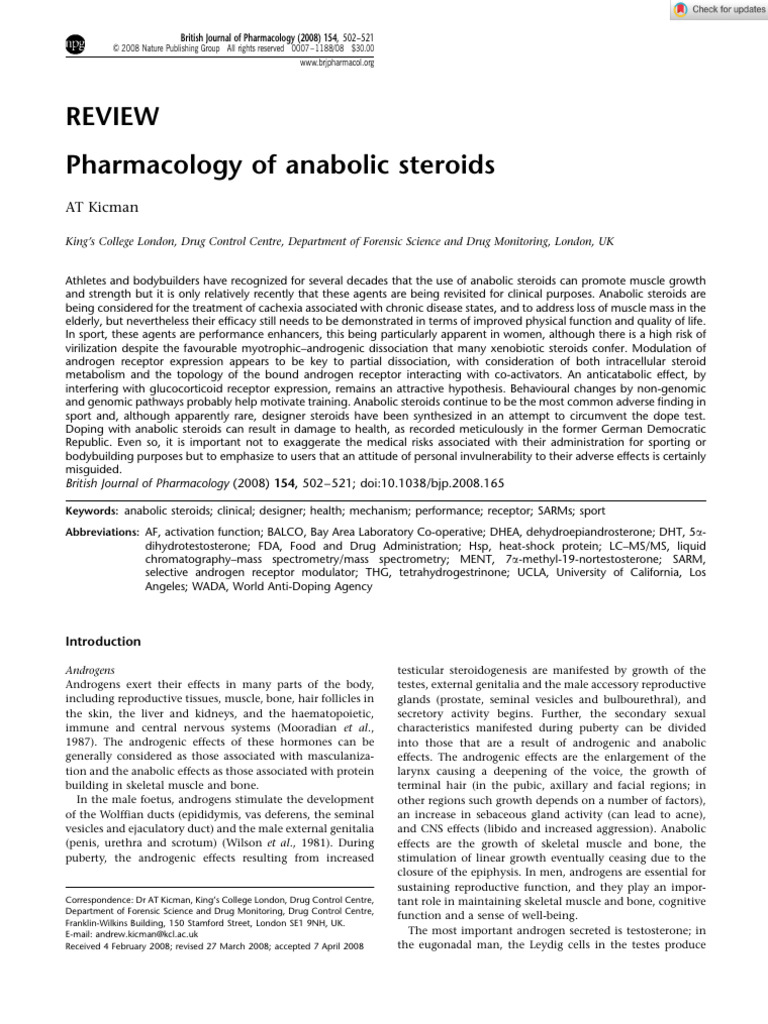 British J Pharmacology - 2009 - Kicman - Pharmacology of Anabolic ...
