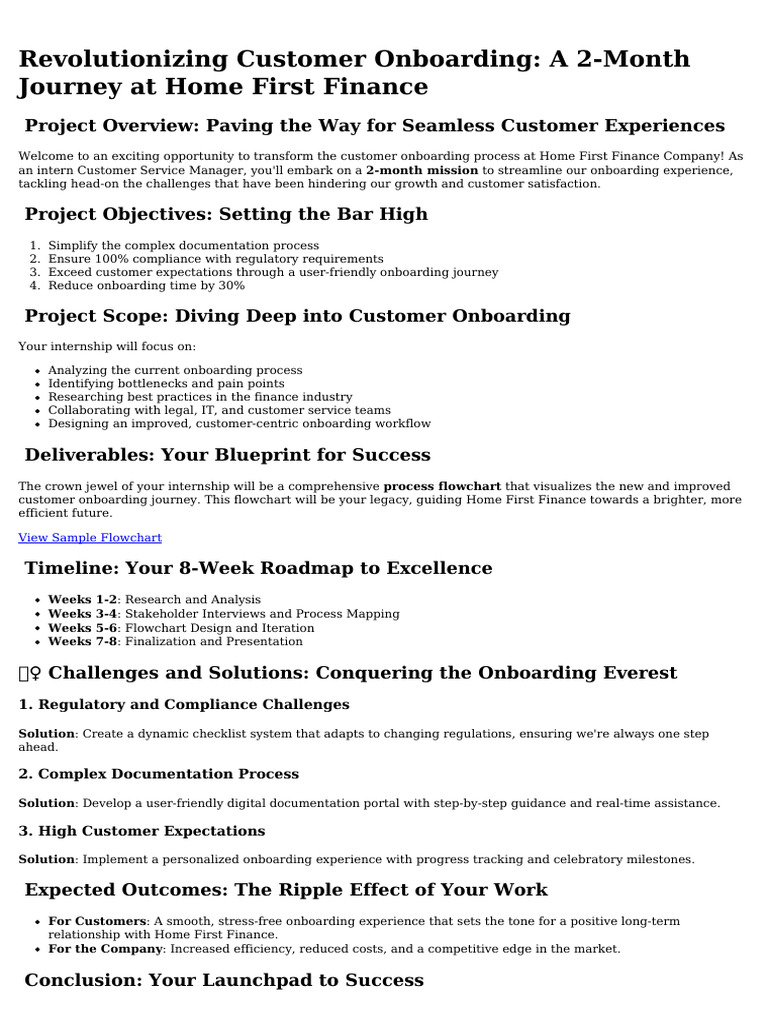Revolutionizing Customer Onboarding - A 2-Month | PDF | Business