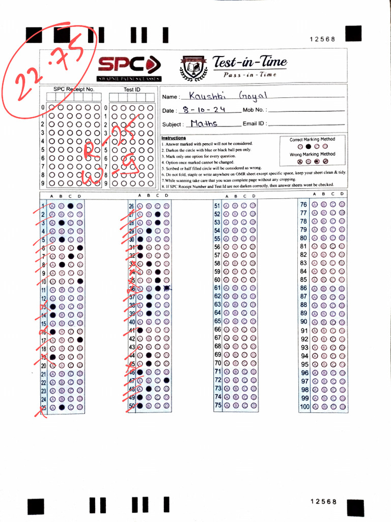 OMR Sheet Marking Instructions | PDF | Optical Character Recognition ...