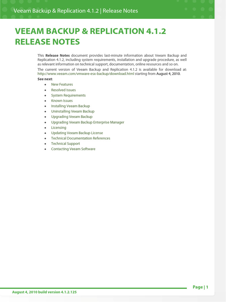 Veeam Backup & Replication 4.1.2 Release Notes | PDF | Microsoft ...
