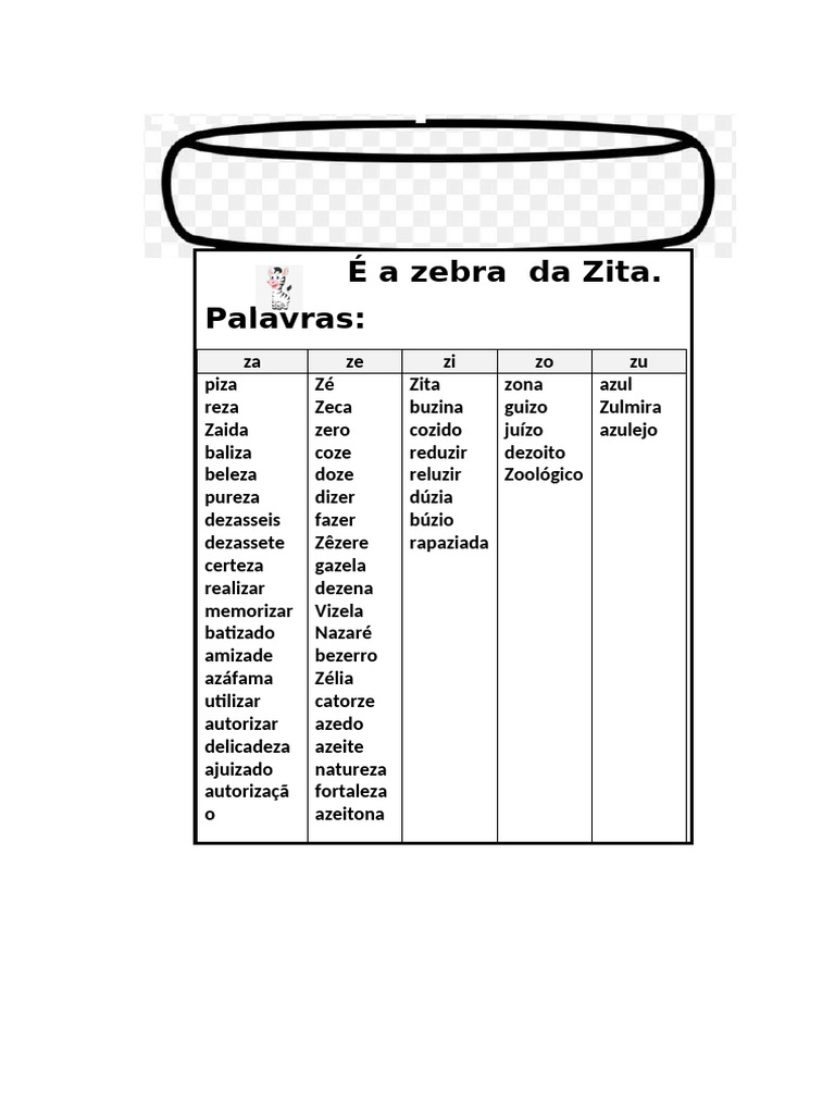 Frases e Palavras com Z para Crianças | PDF