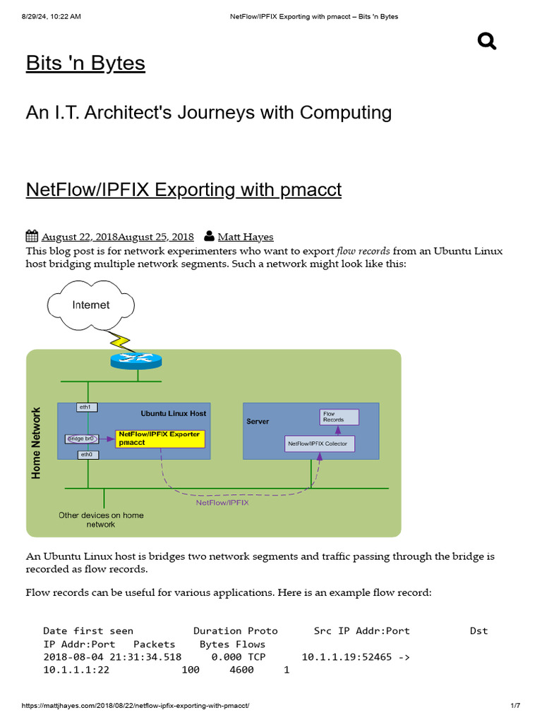 NetFlow_IPFIX Exporting with pmacct – Bits 'n Bytes | PDF | Computer ...