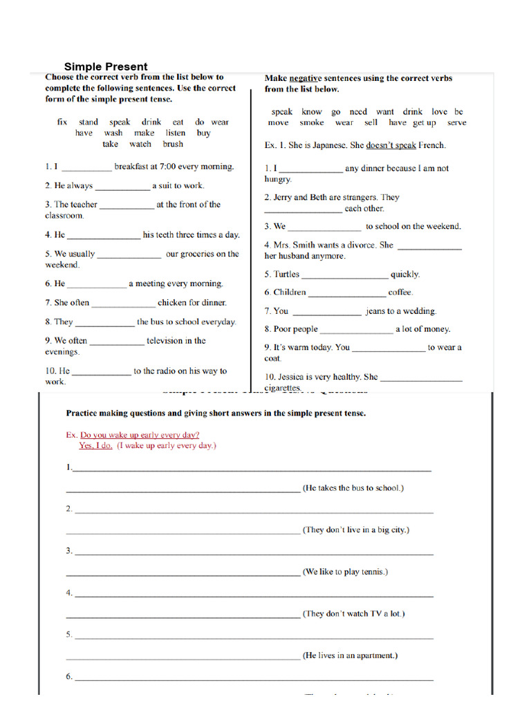 Simple Present and Simple Past | PDF