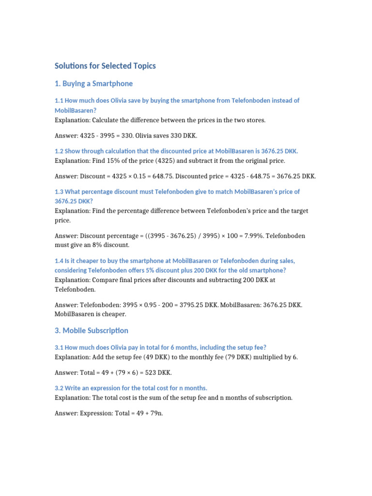 Solutions For Selected Topics | PDF | Median | Fee