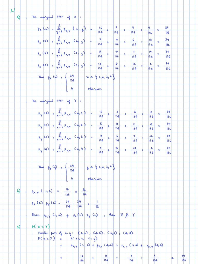 Marginal And Conditional Pmf Analysis Pdf