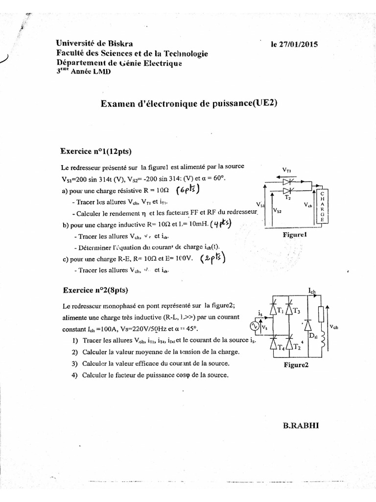 Examen6 Electronique de Puissance - PDF Version 1 | PDF