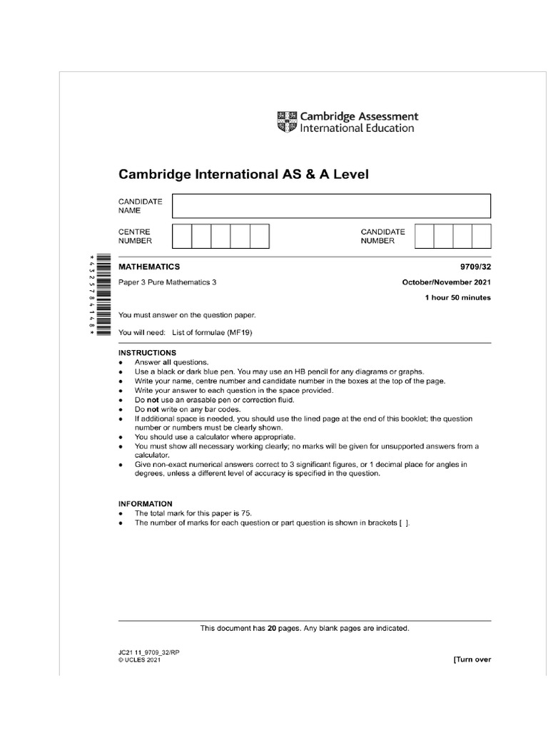 A Level Oct 2021 P32 | PDF