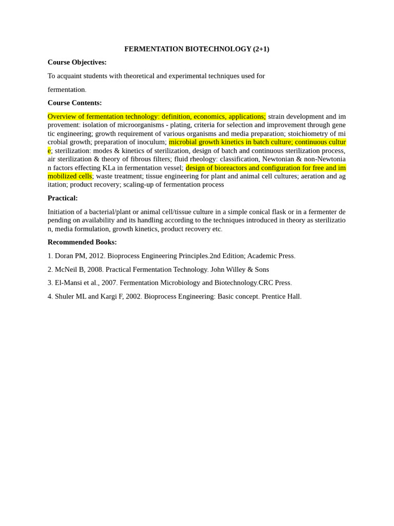 Fermentation Biotechnology | PDF