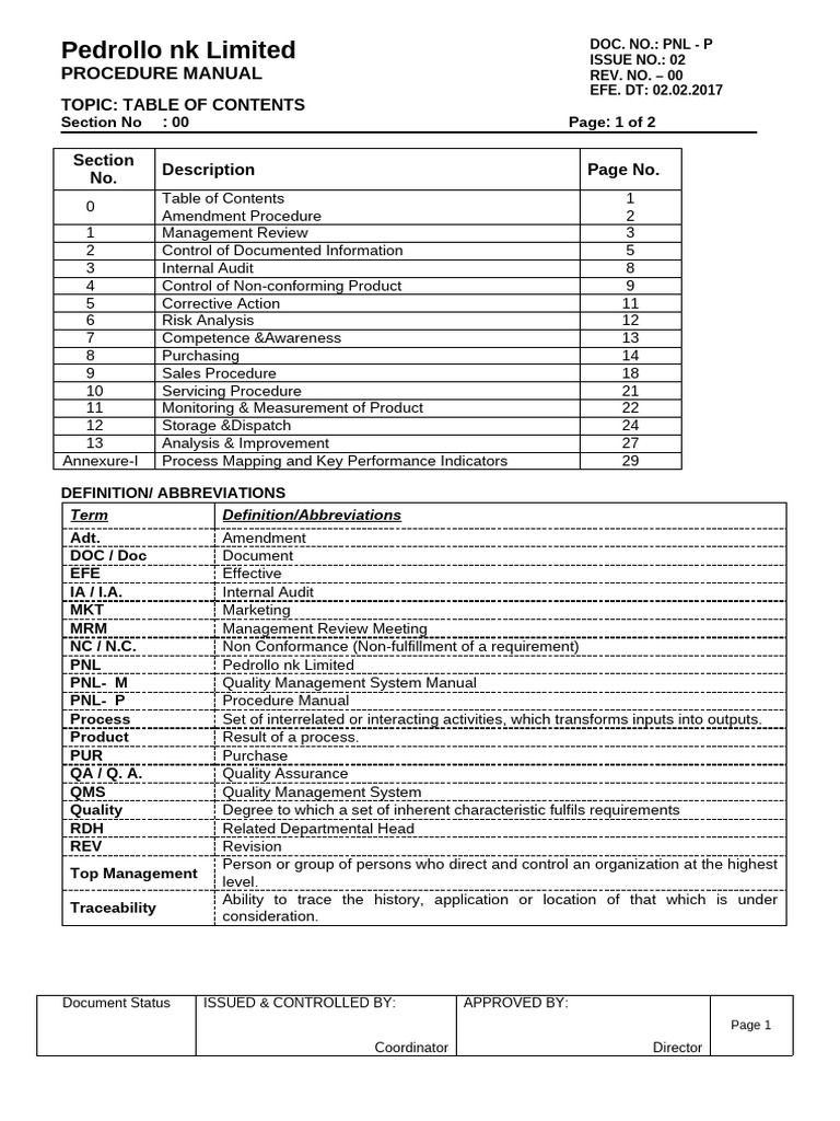 Pedrollo nk Limited Procedure Manual | PDF | Audit | Auditor's Report