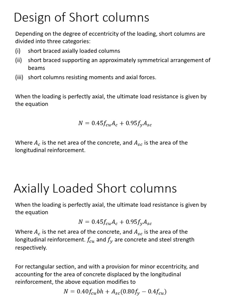 Short Column Design and Analysis Guide | PDF | Column | Bending