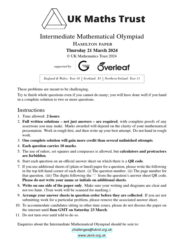 Intermediate Mathematical Olympiad 2024 | PDF | Speed | Mathematics