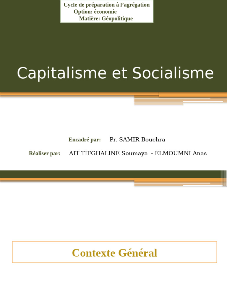 Capitalisme et Socialisme : Analyse Comparée | PDF | Capitalisme ...