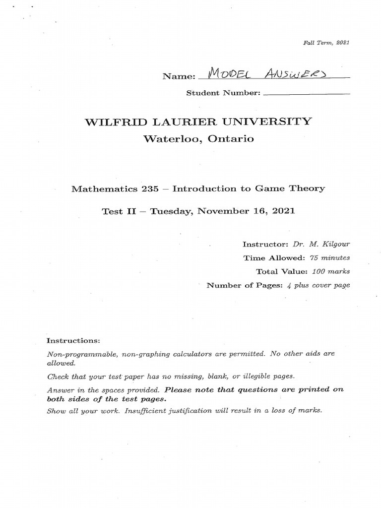 Test 2 Model Answers PDF Download | PDF