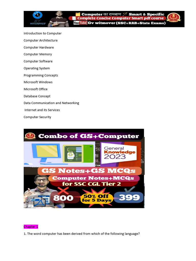Computer Questions New GV Sir (1) | PDF | Computer Data Storage ...