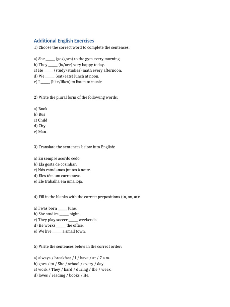 English Practice for Beginners | PDF