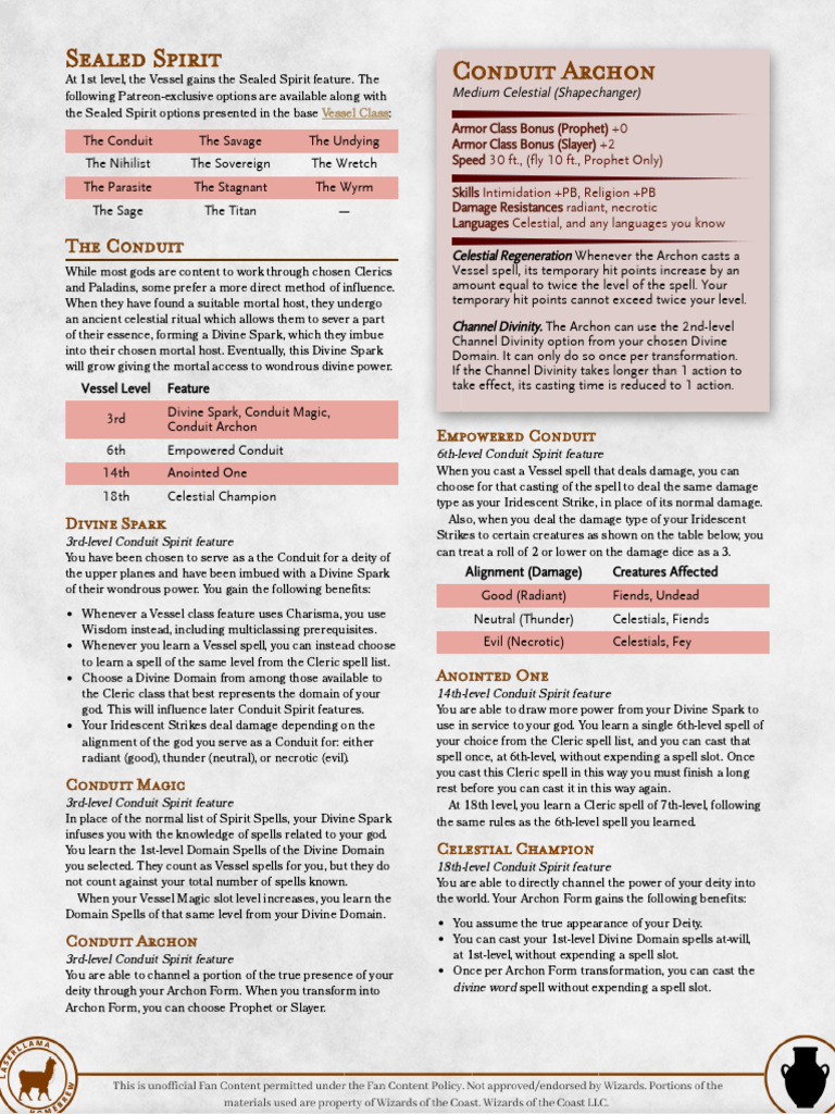 Sealed Spirit Class Features Guide | PDF