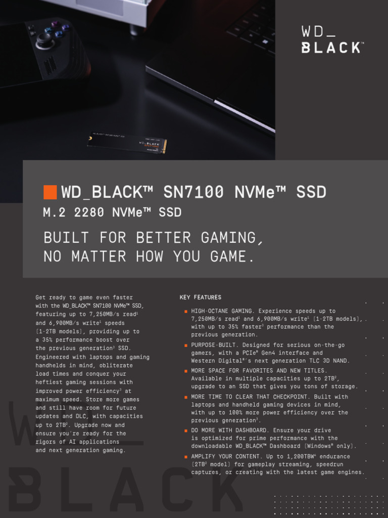 Data Sheet WD Black sn7100 Nvme SSD 202411 | PDF | Solid State Drive ...