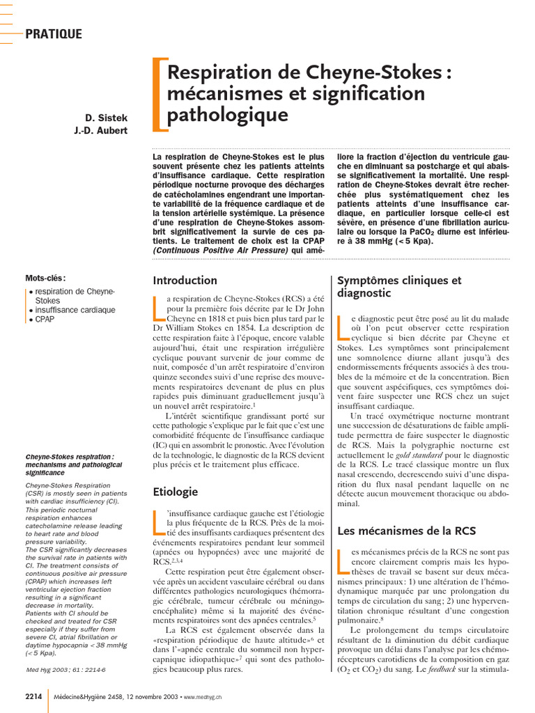 Respiration de Cheyne-Stokes et IC | PDF | Médecine interne | Cardiologie