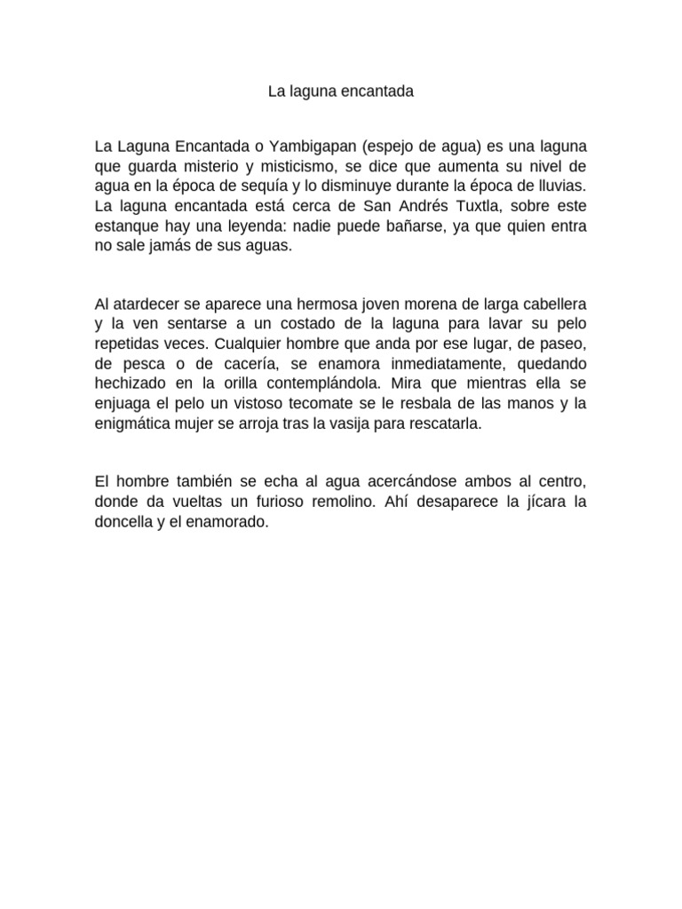 La leyenda de la Laguna Encantada | PDF
