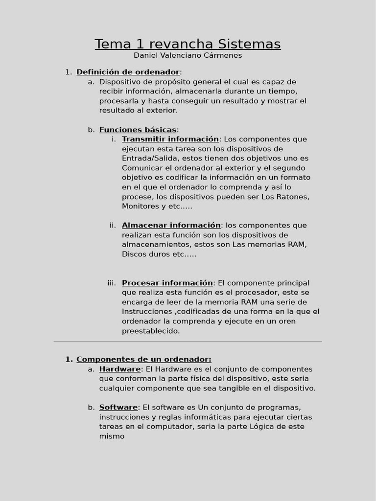 Tema 1 Sistemas 2025 | PDF | Hardware de la computadora | Unidad ...