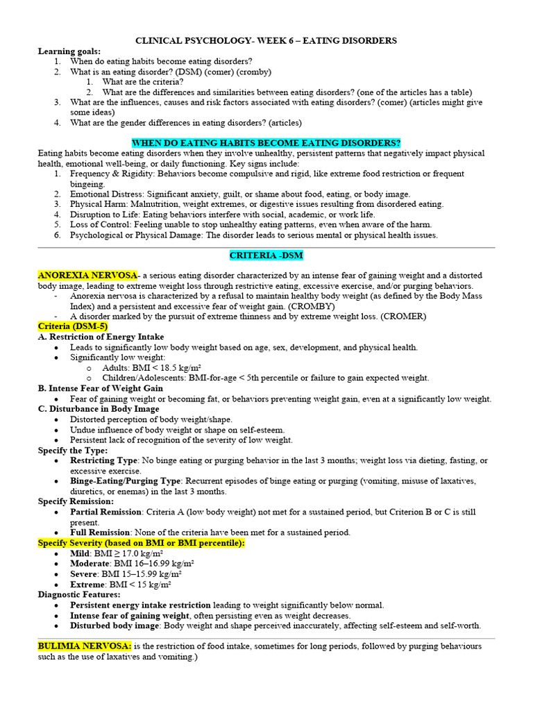 Understanding Eating Disorders and Behaviors | PDF | Eating Disorder ...