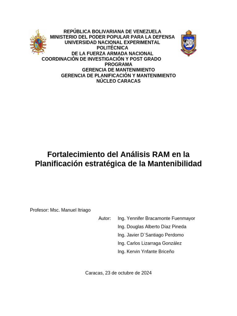 Análisis RAM en Mantenibilidad Estratégica | PDF | Ingeniería de ...