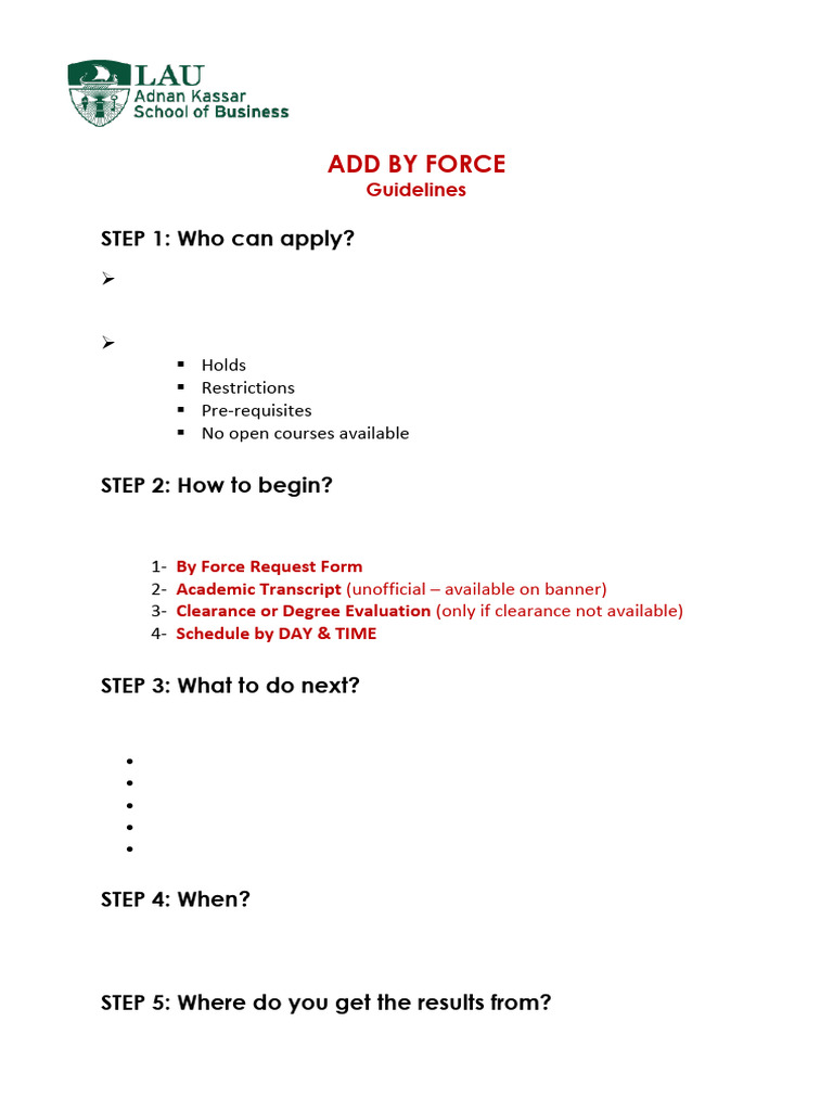 Add by Force Steps | PDF