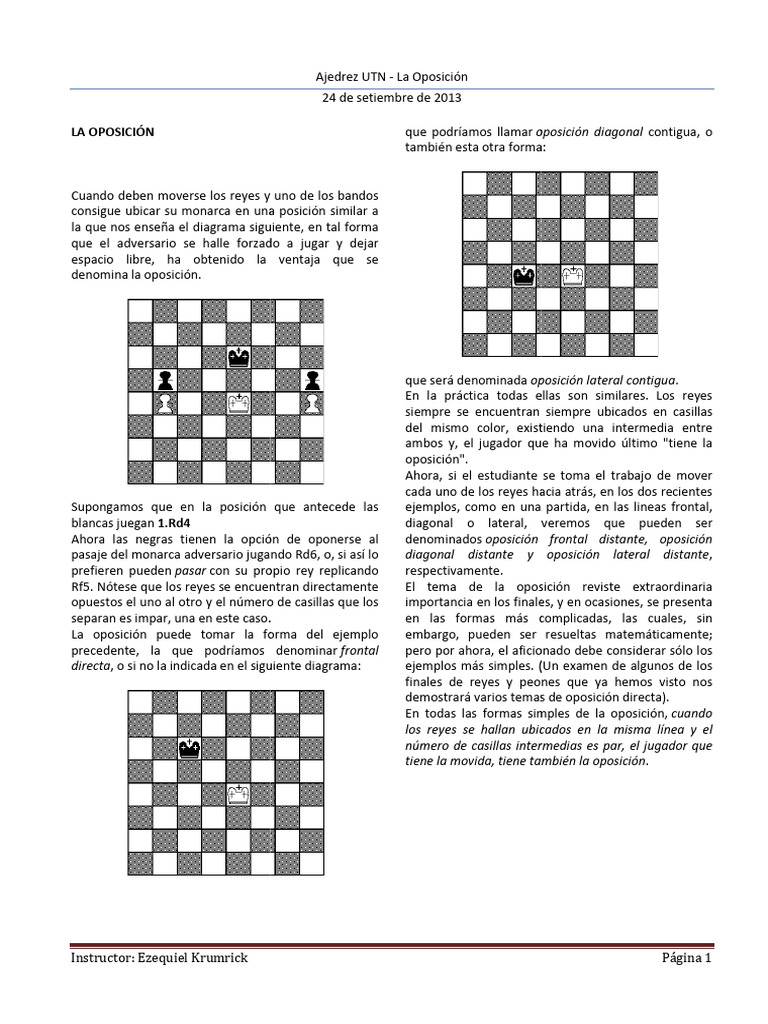 Tipos de Oposición en Ajedrez | PDF | Ajedrez | Juegos de mesa