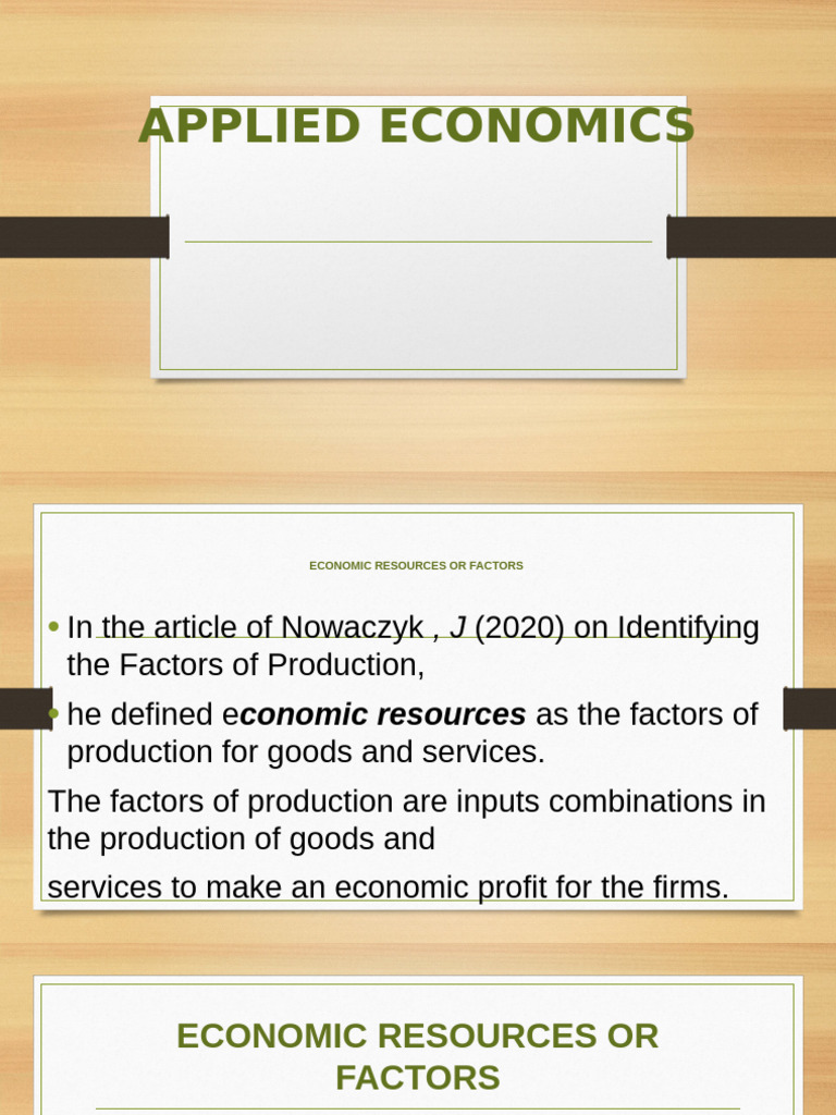 Understanding Economic Resources Factors | PDF | Factors Of Production ...