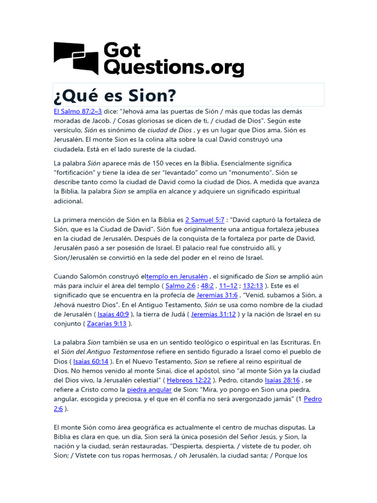 Qué es Sion... ok | PDF | Religiones abrahámicas | Contenido bíblico