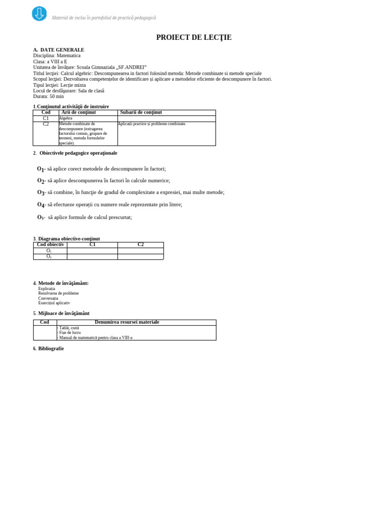 Proiect de Lectie 