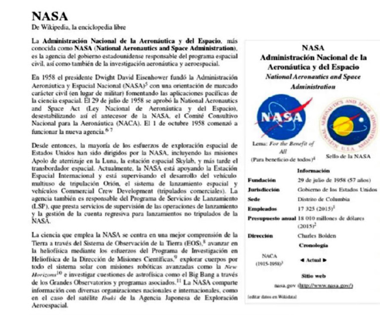 Historia y funciones de la NASA | PDF | Nasa | Astronáutica