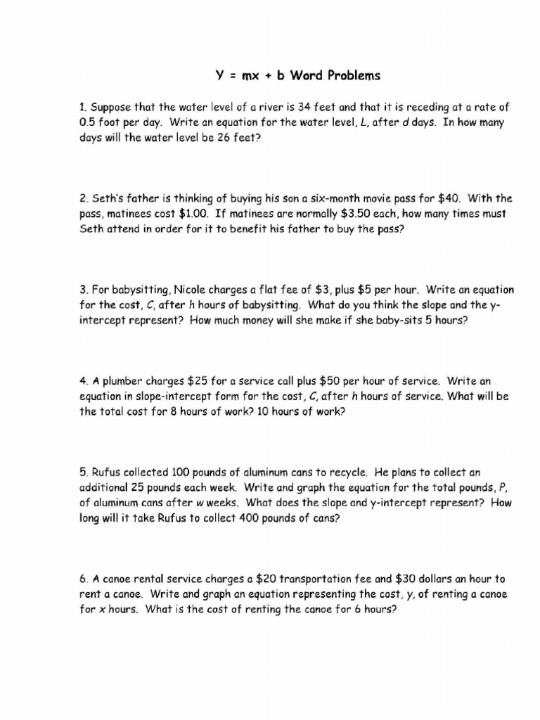 Microsoft Word - Linear Equation Word Problems - Docx - 26 - Linear ...
