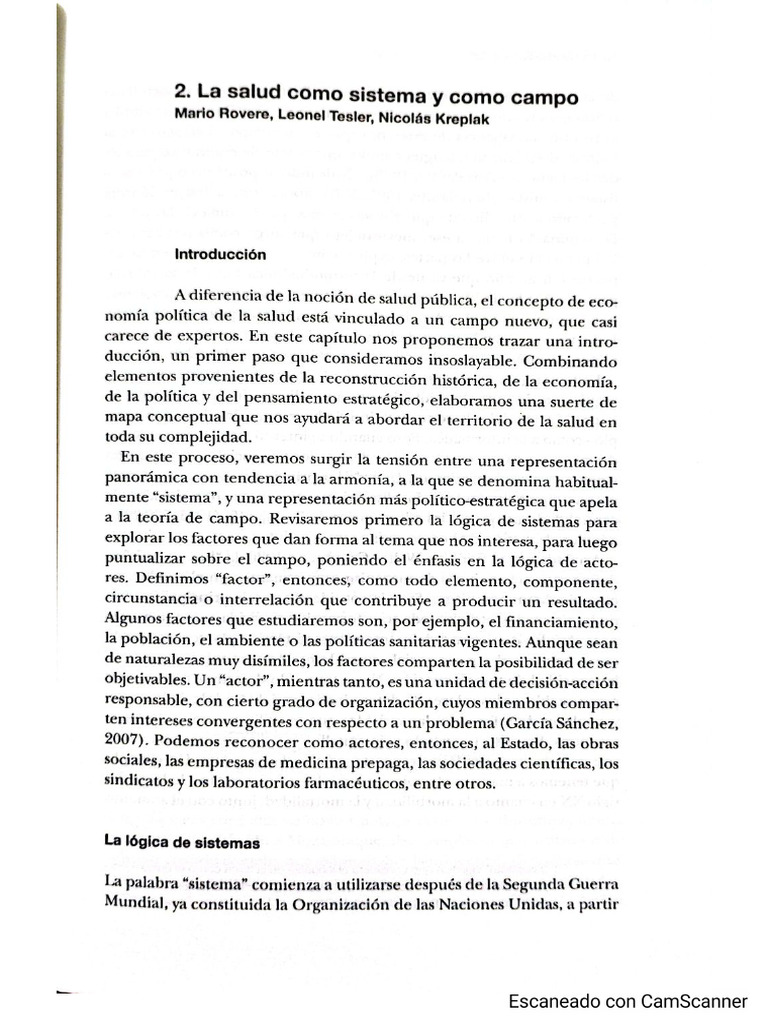 Rovere Salud Como Sistema y Como Campo | PDF