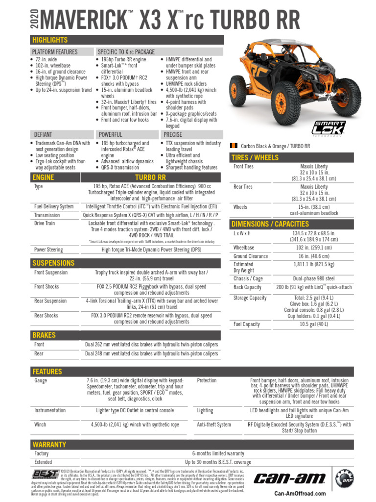 2020 Maverick X3 X RC Turbo RR EN | PDF | Four Wheel Drive | Vehicle ...