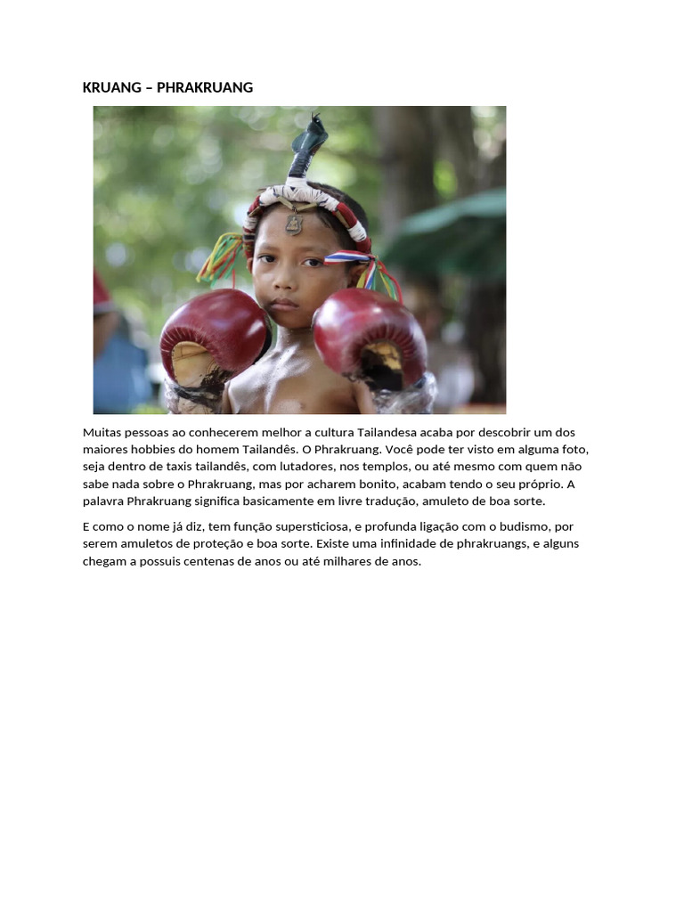 Significado de Kruang e Prajied no Muay Thai | PDF | Muay Thai | Tailândia