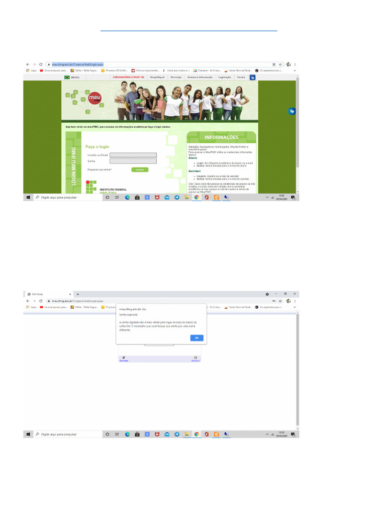 Como Alterar Senha no IFMG Online | PDF