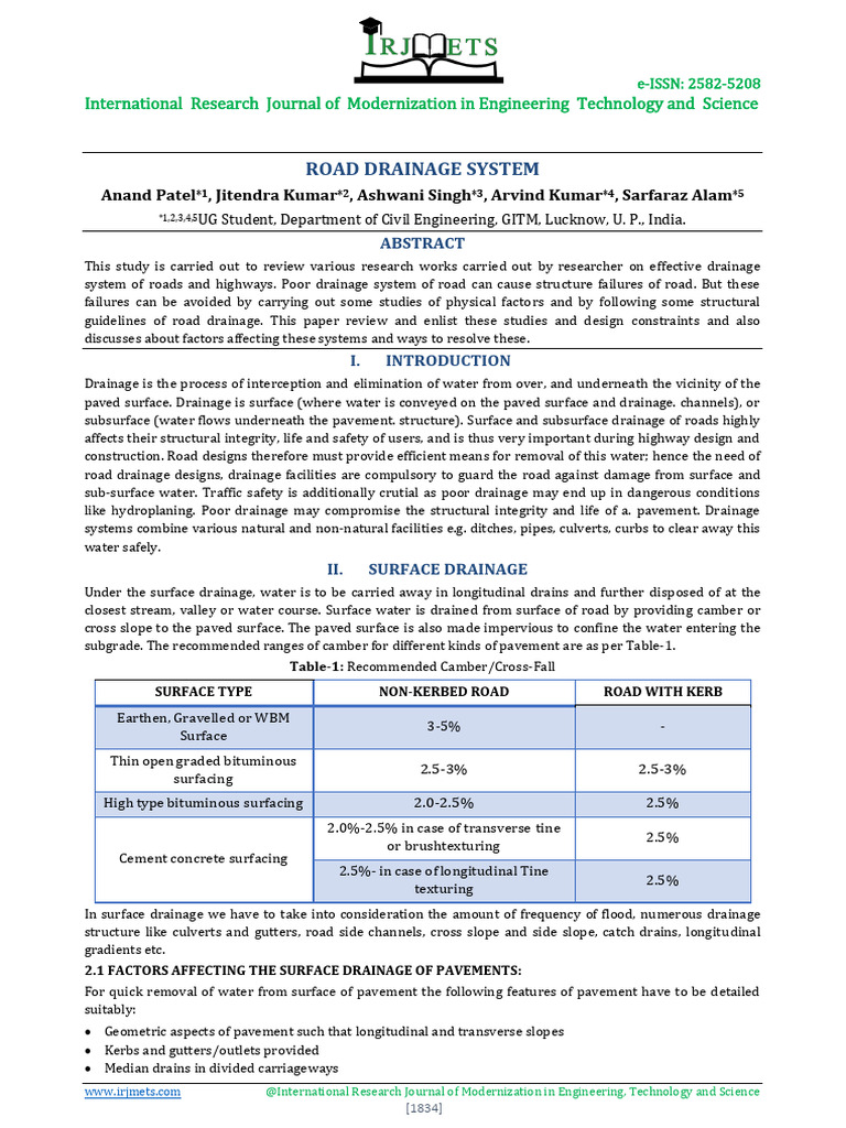 Effective Road Drainage Systems | PDF | Road | Drainage