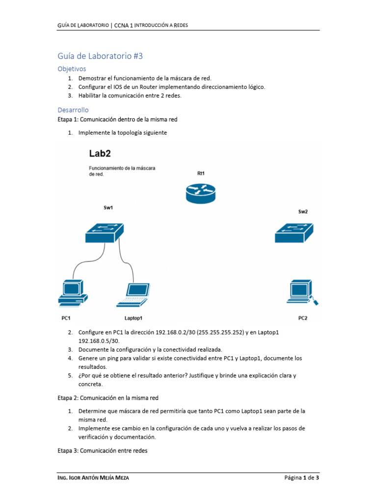 Guía de Laboratorio CCNA: Configuración de Redes | PDF | Enrutador ...