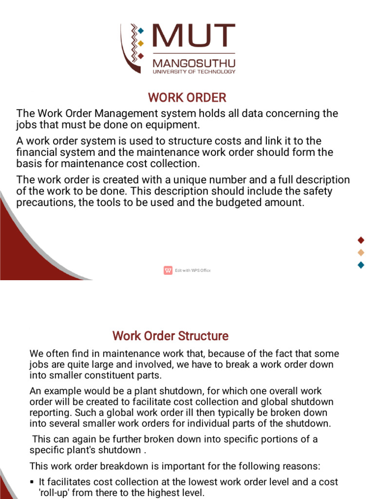 Work Order Management System Overview | PDF