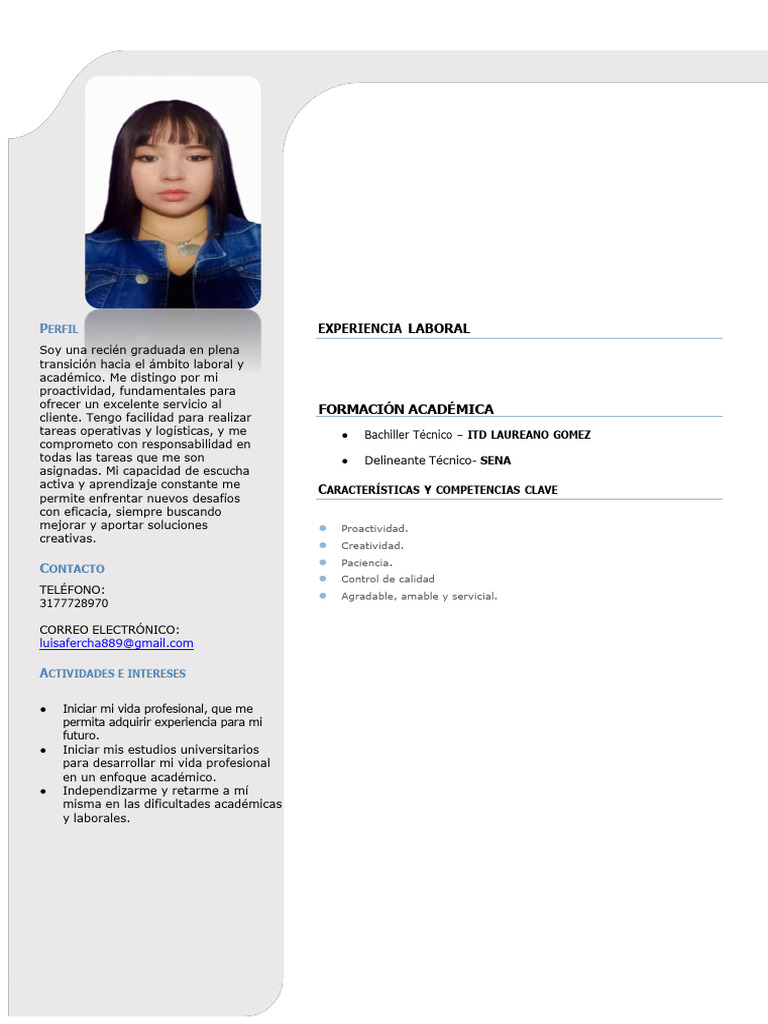 Perfil Profesional de Luisa Fernanda Peña | PDF