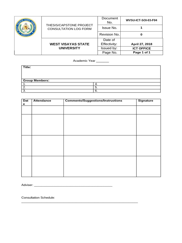 Thesis Consultation Log Form | PDF
