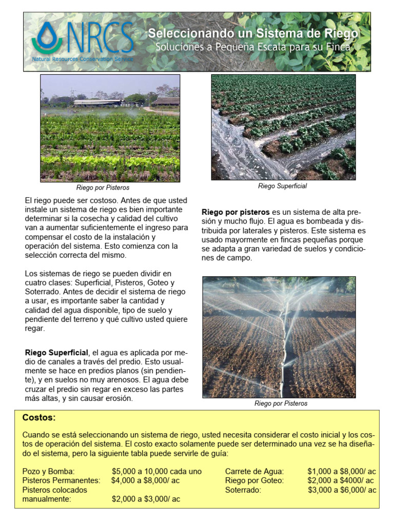 Seleccionando Un Sistema de Riego - 0 | PDF | Riego | Agua