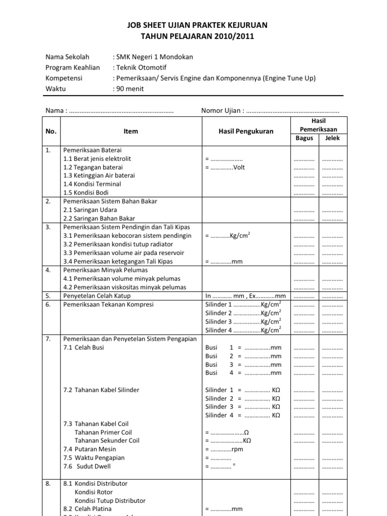 Tune Up Mesin Bensin Konvensional